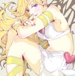  armpits blonde_hair character_name crossed_arms flat_gaze heart looking_at_viewer mahc midriff nail_polish oekaki panty_&amp;_stocking_with_garterbelt panty_(psg) pointing sitting skirt solo 