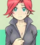  breasts cleavage collarbone green_eyes gundam gundam_age kiarino natora_einus red_hair redhead short_hair solo 