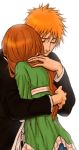  bleach couple hug inoue_orihime kurosaki_ichigo long_hair orange_hair spiky_hair 