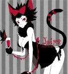  bad_id butterfly cat_ears gloves l_hakase red_eyes ribbon tail wine 