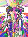  2boys cape character_request closed_eyes code_geass colorful gakebuchi happy hat multiple_boys smile 