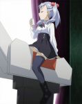  boots cap eyes_closed nogizaka_haruka_no_himitsu panties pantyshot riding riding_machine sitting stitched tagme tennouji_touka twintails white_panties 