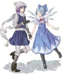 boots cirno fuetakeyu hat holding_hands letty_whiterock mittens multiple_girls touhou 