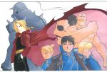  alex_luis_armstrong alphonse_elric armor black_hair blonde_hair edward_elric eyepatch fullmetal_alchemist highres jean_havoc king_bradley riza_hawkeye roy_mustang smoking yellow_eyes 