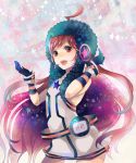  android belt blush boots dress earmuffs gloves headphones headset long_hair miki_(vocaloid) pink_hair red_eyes red_hair redhead robot_joints sf-a2_miki sk smile solo star striped striped_gloves vocaloid wrist_cuffs 