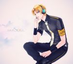  aqua_eyes bad_id blonde_hair headphones headset male necktie solo suiga_sora utau wii_(artist) wii_hola 