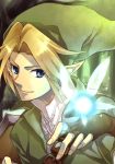  blue_eyes close_up earrings fairy gloves hat jewelry link navi nintendo ocarina_of_time pointy_ears shield smile the_legend_of_zelda 