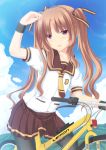  ano_natsu_de_matteru bicycle brown_eyes brown_hair highres long_hair mizunashi_kenichi pantyhose twintails wristband yamano_remon 