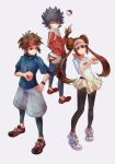  brown_hair double_bun female_protagonist_(pokemon_bw2) fingerless_gloves gloves hue_(pokemon) kunino kyouhei_(pokemon) leggings male_protagonist_(pokemon_bw2) mei_(pokemon) pantyhose poke_ball pokemon pokemon_(game) pokemon_bw2 raglan_sleeves rival_(pokemon_bw2) skirt twintails visor_cap watch wristwatch 