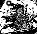  acryl bow dress hair_bow highres looking_at_viewer monochrome rumia solo touhou youkai 