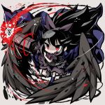  alternate_color arm_cannon black_hair black_wings bow cape chibi gibuchoko hair_bow long_hair red_eyes reiuji_utsuho smile solo third_eye touhou weapon wings 