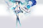  detached_sleeves gradient_hair hatsune_miku headset highres ixima long_hair multicolored_hair nail_polish necktie playstation_portable playstation_vita see-through solo thigh-highs thighhighs twintails vocaloid zettai_ryouiki 