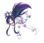  black_hair blue_eyes boots cure_white dress earrings futari_wa_precure gloves hair_ribbon half_updo heart jewelry long_hair magical_girl nekoyanagi_matasaburou precure ribbon solo yukishiro_honoka 