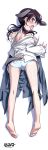  1girl absurdres animal_ears barefoot blush breasts brown_eyes brown_hair dakimakura dog_ears dog_tail feet gertrud_barkhorn highres kneepits kurashima_tomoyasu official_art open_mouth scan sideways_mouth soles solo strike_witches tail twintails 