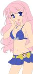  1girl baka_to_test_to_shoukanjuu bikini blue_eyes breasts highres himeji_mizuki long_hair miniskirt photoshop pink_hair skirt smile swimsuit thighs vector_trace 