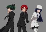  an-bl aoki_reika cosplay emiya_kiritsugu emiya_kiritsugu_(cosplay) fate/stay_night fate/zero fate_(series) formal grey_background hino_akane irisviel_von_einzbern irisviel_von_einzbern_(cosplay) kotomine_kirei kotomine_kirei_(cosplay) midorikawa_nao multiple_girls pant_suit pantyhose precure saber saber_(cosplay) season_connection smile_precure! smoking suit 