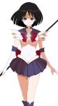  bishoujo_senshi_sailor_moon black_hair blue_eyes boots bow brooch choker dress gloves jewelry kikki pleated_skirt purple_dress ribbon sailor_collar sailor_saturn short_hair silence_glaive skirt solo staff thigh_gap thighs tiara tomoe_hotaru white_background 