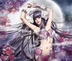  armpits arms_up bracelet bunny chang&#039;e chang'e flower hair_flower hair_ornament highres jewelry journey_to_the_west lips long_hair moon moon_rabbit necklace qq_xi_you rabbit realistic solo standing very_long_hair watermark zhang_xiaobai 