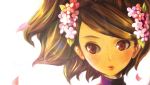  brown_eyes eyes flower hair_ornament highres lips momohime oboro_muramasa turtleneck 