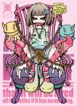 brown_hair chain chains chair cuffs engrish hair_ornament hairpin handcuffs heart highres jewelry mary_janes original pink_eyes pink_legwear project.c.k. ranguage ring scarf scissors shoes short_shorts shorts solo tattoo thigh-highs thighhighs unmoving_pattern 