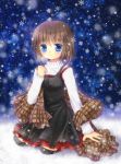  brown_hair hinokami_sakura kanon misaka_shiori shawl short_hair snowflakes thigh-highs thighhighs 