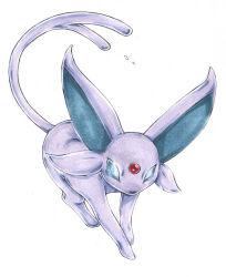  commentary_request espeon full_body marker_(medium) no_humans pokemon pokemon_(creature) rx79v simple_background solo traditional_media white_background 