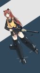  aim120amraama animal_ears bad_id bow bow_panties brown_hair drum_magazine green_eyes grumman_f6f gun highres hirschgeweih_antennas jacket m1919 machine_gun military military_uniform necktie original panties strike_witches striker_unit underwear uniform vest weapon 