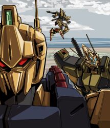  aeug assault_visor full_armor_hyaku_shiki_kai glowing gundam gundam_msv highres hyaku_shiki hyaku_shiki_kai kampen1184 looking_at_viewer mecha mecha_focus mobile_suit no_humans outdoors red_eyes robot science_fiction weapon zeta_gundam 