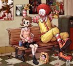  1girl afro bird brown_hair chicken clown j-e-m-g kfc pepsi pokemon red_hair redhead ronald_mcdonald teletubbies you_gonna_get_raped 