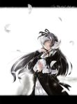  black_lagoon closed_eyes eyes_closed feathers gothic_lolita gretel_(black_lagoon) highres lolita_fashion long_hair maki_pei silver_hair solo white_hair 