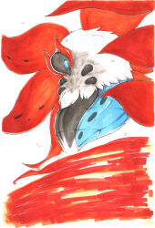  blue_eyes commentary_request marker_(medium) no_humans pokemon pokemon_(creature) rx79v solo traditional_media volcarona white_background 