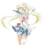  bishoujo_senshi_sailor_moon blonde_hair blue_eyes boots bow choker double_bun earrings elbow_gloves gloves gyokuro-857 hair_ornament jewelry knee_boots long_hair magical_girl sailor_collar sailor_moon solo tsukino_usagi twintails wand white_gloves 