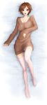  breasts brown_hair dakimakura female large_breasts meiko nail_polish open_mouth pink_legwear purple_eyes short_hair solo sweater_dress thigh-highs thighhighs tom027 violet_eyes vocaloid 