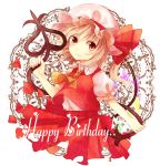  ascot ayarin103 blonde_hair bust flandre_scarlet happy_birthday hat heart laevatein long_hair petals red_eyes side_ponytail smile solo touhou wings 