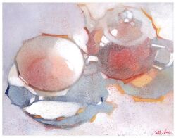  cup film_grain glass hgreeee no_humans object_focus original painterly saucer shadow still_life teacup teapot 