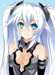  bare_shoulders black_heart blue_eyes blush breasts bust choujigen_game_neptune cleavage cleavage_cutout hair_ornament kami_jigen_game_neptune_v long_hair noire sd smile solo symbol-shaped_pupils twintails very_long_hair white_hair 