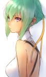  aquarion_(series) aquarion_evol breasts dark_skin green_hair lowres makimura_shunsuke purple_eyes short_hair simple_background violet_eyes white_background zessica_wong 