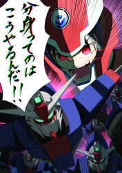  absurdres afterimage black_hair commentary_request destiny_gundam destiny_gundam_spec_ii green_eyes gundam gundam_seed gundam_seed_destiny gundam_seed_freedom helmet highres light_particles looking_at_viewer maitake-datteba mecha mecha_focus mecha_pilot_suit military military_uniform mobile_suit open_mouth pilot_helmet red_eyes robot science_fiction shinn_asuka short_hair space v-fin 