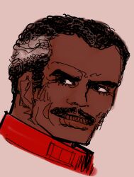  1boy autobot azoinab black_hair dark-skinned_male dark_skin facial_hair grey_hair humanization kinky_hair looking_at_viewer male_focus multicolored_hair mustache optimus_prime portrait short_hair solo transformers transformers:_generation_1 two-tone_hair very_dark_skin very_short_hair 