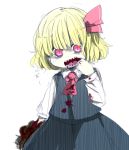  blonde_hair blood bloody_clothes mouth_pull nasimura open_mouth rumia sharp_teeth sketch slit_pupils solo touhou youkai 