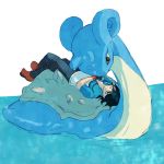  1boy child kyatan lapras ocean pokemon pokemon_(anime) pokemon_(creature) resting satoshi_(pokemon) sleeping swimming water 