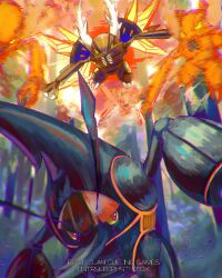  afterimage antennae battle beetle bug claws commentary double_team_(pokemon) english_commentary euphythefox eye_trail flying forest full_body heracross highres horns insect_wings light_trail looking_back mega_heracross mega_pinsir nature no_humans outdoors pinsir pokemon pokemon_(creature) pokemon_focus pokemon_move spiked_horns wings 