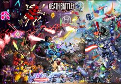  6+boys 6+girls absolutely_everyone anonthemarten apocalypse_(marvel) battle bill_cipher bodysuit brown_hair character_request check_character check_copyright chou_tengen_toppa_gurren-lagann colored_sclera copyright_request dc_comics death_battle dragon_ball dragon_ball_z everyone gravity_falls green_bodysuit hat highres image_comics jet_boots long_hair marvel mecha metal_sonic multicolored_bodysuit multicolored_hair multiple_boys multiple_girls muscular muscular_male neo_metal_sonic one-eyed philtrum pixel_eyes red_eyes robot simon_shades sonic_(series) spider-man_(series) spiral_power super_robot tengen_toppa_gurren-lagann_(mecha) tengen_toppa_gurren_lagann tengen_toppa_gurren_lagann:_lagann-hen top_hat triangle triangular_eyewear two-tone_bodysuit two-tone_hair universe white_hair x-men yellow_sclera 