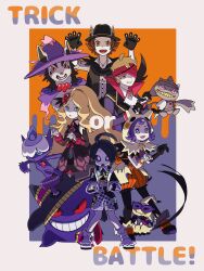  :d :o ahoge allister_(pokemon) banette banette_(cosplay) black_dress black_gloves black_hair black_hat black_pants black_shirt black_tail black_vest blonde_hair blue_eyes blue_gem brown_hair character_request clawed_gloves clothed_pokemon colored_sclera colored_skin colored_teeth commentary_request cosplay detached_sleeves dress dusclops dusclops_(cosplay) english_text everyone flower frilled_shoes gem gem_eyes gloves goth_fashion grey_fur grin hair_flower hair_ornament halloween halloween_costume hat headband highres jewelry litwick litwick_(cosplay) long_hair long_sleeves mightyena mimikyu mimikyu_(cosplay) mismagius mismagius_(cosplay) morty_(pokemon) multicolored_shoes multicolored_shorts necklace open_mouth orange_shorts pants pokemon pokenasi puffy_shorts purple-framed_eyewear purple_hair purple_skin red_eyes red_flower red_gem red_headband red_rose red_sclera rose sableye shirt short_hair shorts smile striped_clothes striped_shorts teeth two-tone_shorts very_long_hair vest violet_eyes white_background yellow_eyes yellow_teeth 