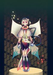  1girl :| abstract_background absurdres alternate_costume black_bodysuit black_gloves black_hairband black_socks blue_wings bodysuit check_costume closed_mouth commentary commission gloves grey_background grey_bodysuit grey_shrug grey_socks grid_print hairband highres holding holding_behind_back holding_weapon id_jkinaru kneehighs large_scissors looking_at_viewer medium_hair multicolored_bodysuit multicolored_gloves multicolored_shrug multicolored_socks one_side_up orange_background orange_bodysuit orange_shrug protected_link red_eyes red_socks s'yne_lokk scissors second-party_source shoes shrug_(clothing) socks solo standing straight-on tate_no_yuusha_no_nariagari transparent_wings two-tone_gloves two-tone_shrug two-tone_socks untranslatable_commentary variant_set vassal_sewing_set_(tate_no_yuusha_no_nariagari) weapon white_gloves white_hair white_shoes wings yellow_bodysuit 