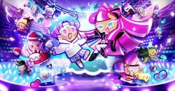 angel_lightstick bell belt blue_hair blush boots bow-shaped_hair carol_cookie castanets_(cookie_run) choco_banana_cookie christmas_tree coconut_cream_cookie coffee_berry_cookie concert cookie_run cookie_run:_ovenbreak crescent_moon cropped_jacket devsisters dj_cookie dress drum drumsticks eyelashes eyeliner glitter glitter_in_hair glitter_makeup glowstick guitar hair_ornament harp hat headband headphones headset heart holding holding_bell holding_drumsticks holding_guitar holding_harp holding_microphone holding_trumpet jacket jelly_bean jingle_deer long_hair macaron_cookie marshmallow_cookie microphone moon multicolored_hair official_art pants pink_hair popping_candy_cookie producer_mic pudding_cookie rave_machine rockstar_cookie shining_glitter_cookie short_hair shorts smile spearmint_cookie spotlight_fan third-party_source trumpet white_hair white_pants yule_log_cake_(cookie_run)