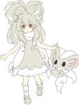  1girl cinccino drawr grey_hair personification pokemon pokemon_(creature) pokemon_(game) pokemon_bw red_eyes shouji_ni_nanshi 