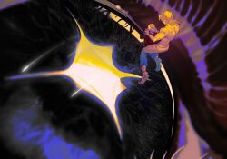  2boys absurdres birthmark blonde_hair dark-skinned_male dark_skin denisefanta dio_brando enrico_pucci eyeball eyelashes full_body highres joestar_birthmark jojo_no_kimyou_na_bouken male_focus multiple_boys pants parted_lips pointy_shoes short_hair sparkle stardust_crusaders stone_ocean symbolism topless_male 