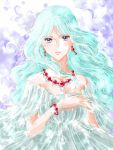  bracelet dress earrings final_fantasy final_fantasy_iv final_fantasy_iv_the_after green_hair jewelry long_hair maenad necklace purple_eyes rffcq251 violet_eyes wavy_hair 