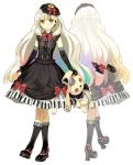  axe blonde_hair boots bow bunny dress elbow_gloves frilled_legwear gloves gothic gothic_lolita gradient_hair hair_ornament hidari_(left_side) holding lolita_fashion mayu_(vocaloid) multicolored_hair official_art piano_print rabbit rainbow_hair solo stuffed_animal stuffed_toy transparent_background vocaloid weapon white_background yellow_eyes 